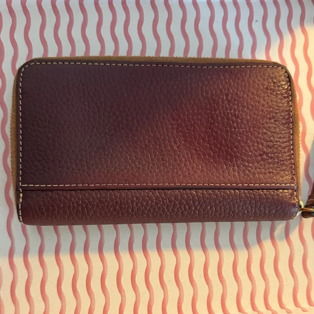 Dooney & Bourke Plum Leather Zip Card Holder